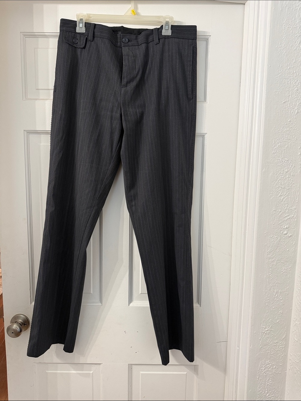 Kenneth Cole Men's Charcoal Pinstripe Dress Pants
